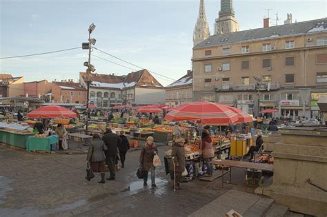 Dolac Market In Zagreb Croatia Outdoors Even In Winter Time Food