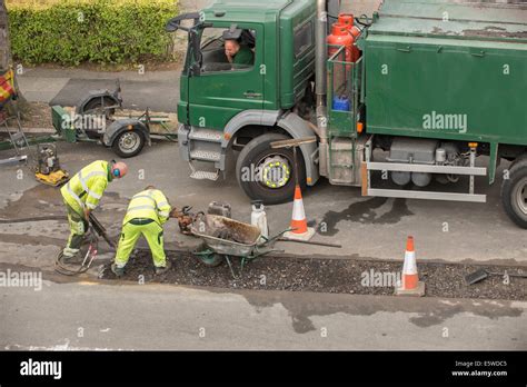 Resurfaced Suburban Street Local Authority Pot Hole Pot Holes Hi Res