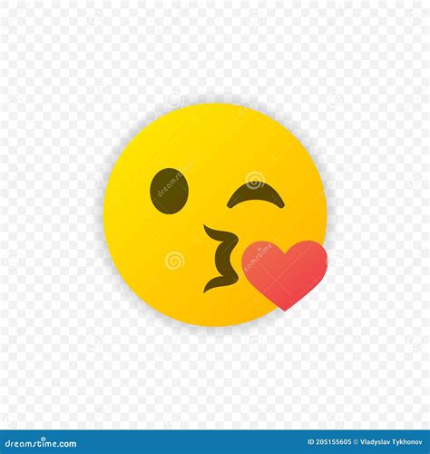 Kissing Emoticon With Heart Icon Isolated. Kissing Emoji Symbol. Vector ...