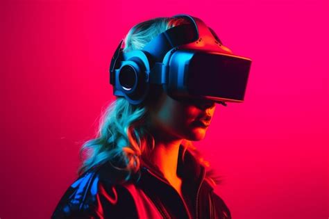 Premium Ai Image A Woman Wearing A Virtual Reality Headset