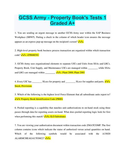 Gcss Army Property Book S Tests Graded A In Custom Writing