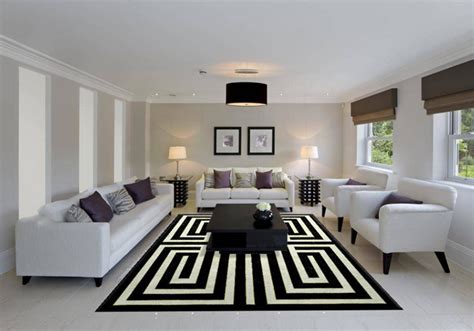 Modern Living Rooms Adorned With Black And White Area Rugs Home