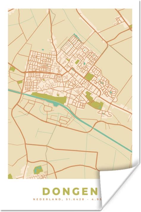 Poster Dongen Kaart Plattegrond Stadskaart X Cm Xxl Bol