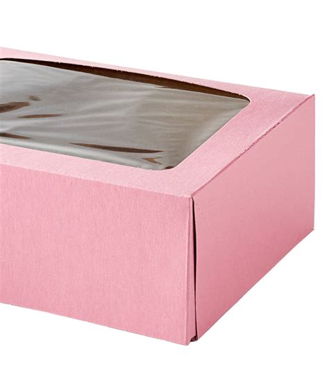 Baker S Lane 9 X 7 X 3 1 2 Pink Auto Popup Window Cake Bakery Box