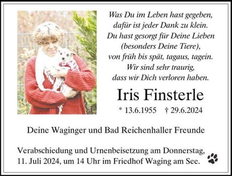 Trauer Finsterle Iris TA Anzeigen Aus Ihrer Heimatzeitung Im