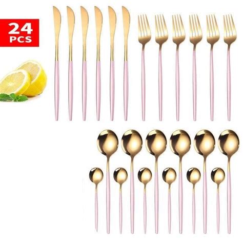 MENAGERE Pink gold Service de couverts dorés pour la maison 24 pièces