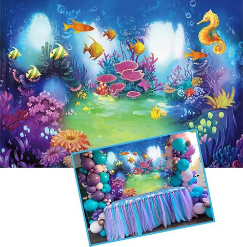 Amazon 5X3FT Cartoon Under Sea Seabed World Backdrop Colorful