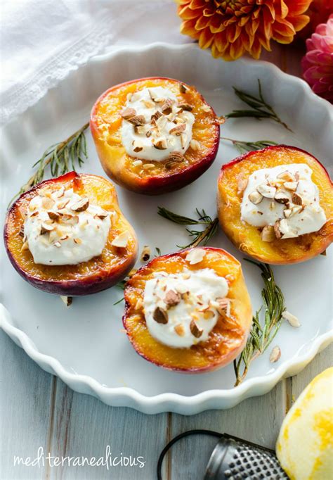 Grilled Rosemary Honey Peaches With Ricotta Lemon Cream Recipe