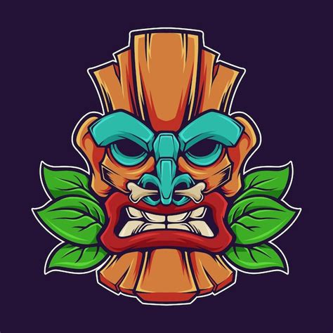 Tiki Totem Artwok Illustration Logo Premium Vektor