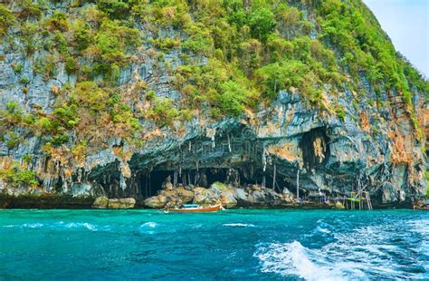 The Site Of Viking Cave Phi Phi Leh Island Krabi Thailand Stock