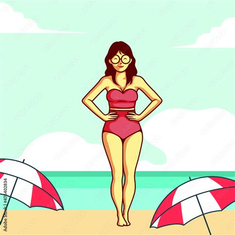 Sexy Girl Wear Bikini On Summer Vector Illustration Vector Stock Vector Adobe Stock