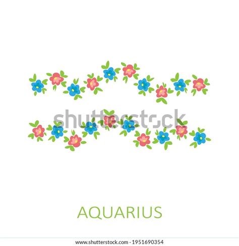 Zodiac Sign Aquarius Flowers Isolated On Stock Vector Royalty Free