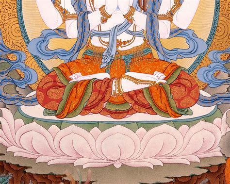 Traditional Tibetan Bodhisattva Thangka Painting The Bodhisattva