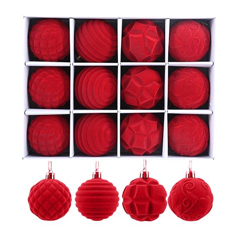 Zubkte Christmas Balls Flocking Christmas Cm Pcs Boxed Christmas Tree