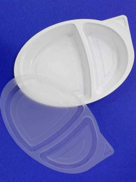 Plastic White Two Compartment Breakfast Tray For Event And Party