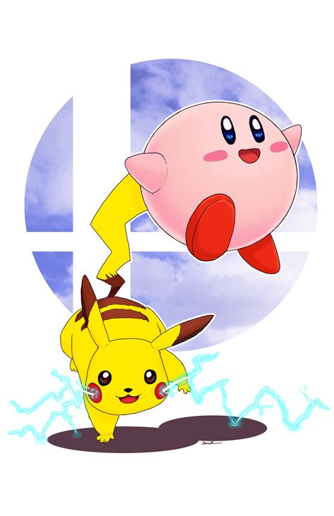 Smash Bros: Pikachu and Kirby by lieusum on DeviantArt