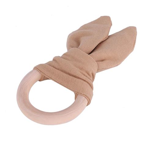 Lyumo Baby Infant Wooden Teether Adorable Bunny Teething Ring Rabbit