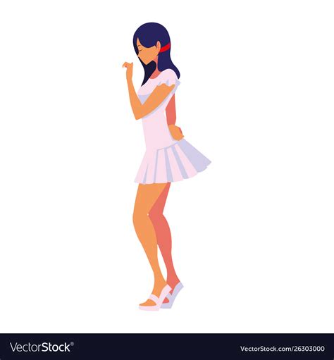 Beautiful Woman Character Side View Royalty Free Vector