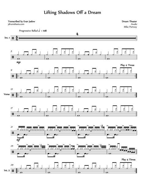 Lifting Shadows Off A Dream Dream Theater Drum Sheet Music Jaslow Drum Sheets