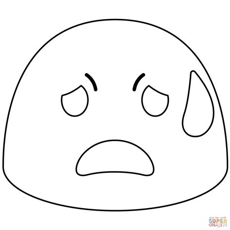 Anguished Face Emoji Coloring Page Free Printable Coloring Pages