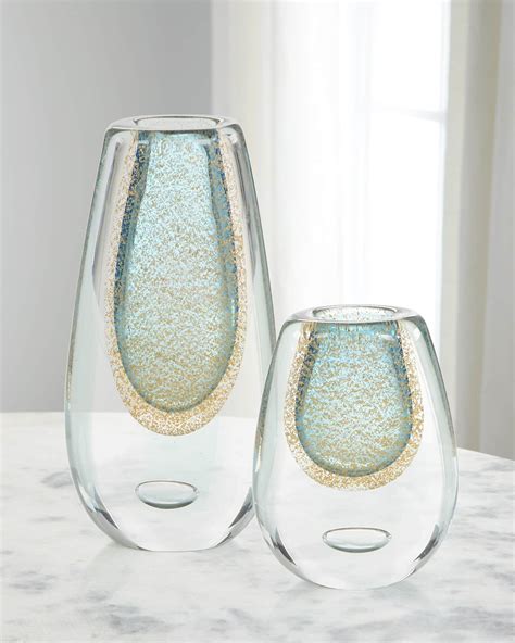 Gold Flecked Handblown Glass Vase Collection Neiman Marcus