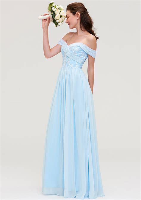 Off The Shoulder Sleeveless Chiffon A Line Princess Long Floor Length