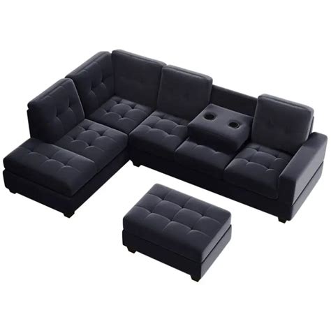 Wide Reversible Stationary Sofa Chaise VigsHome