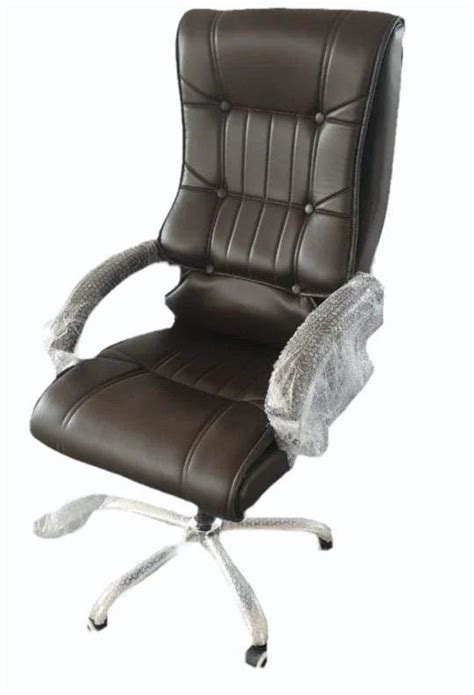 Rexine Stainless Steel High Back Office Revolving Chair Brown At Rs