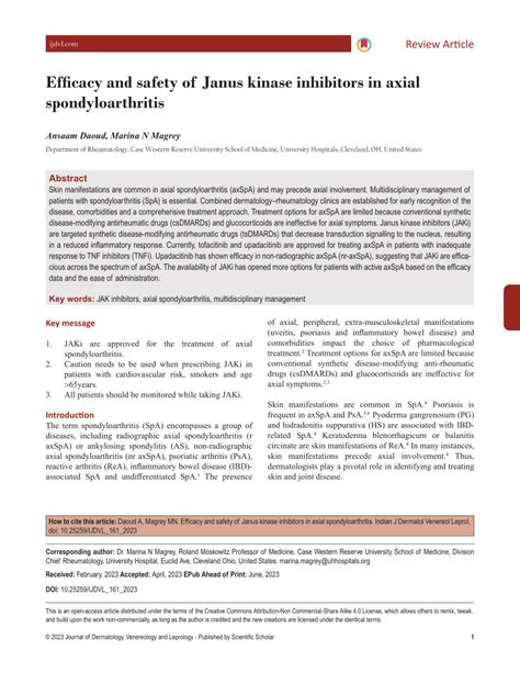 PDF Efficacy And Safety Of Janus Kinase Inhibitors In Axial