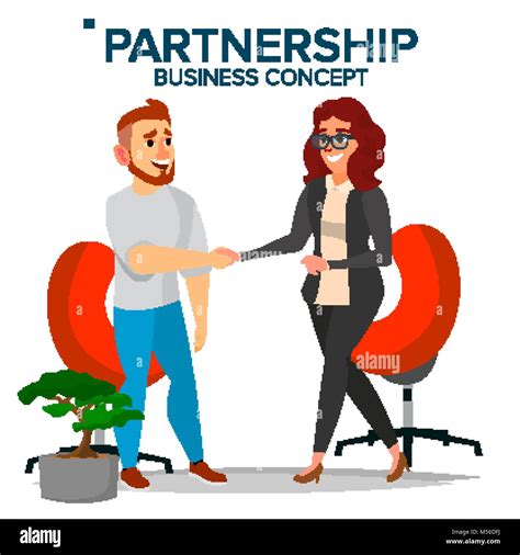 Business Partnership Concept Vector Business Man And Business Woman