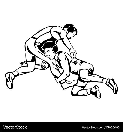 Wrestlers combat wrestling Royalty Free Vector Image