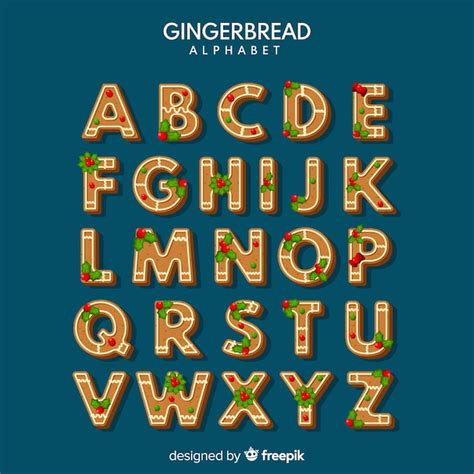 Free Vector Christmas Gingerbread Cookie Alphabet