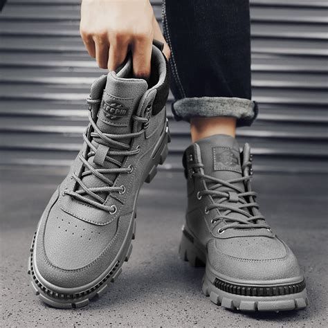 Badu.bg Модни ботуши Мъжки ежедневни високи маратонки Мотоциклетни ...