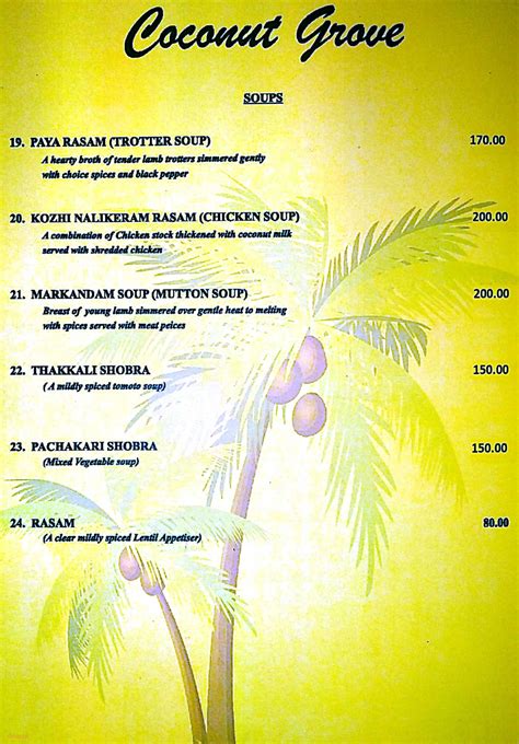 Menu of Coconut Grove, JP Nagar, Bangalore | Dineout discovery