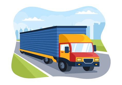 Trucking Transportation Cartoon Illustration With Cargo Delivery