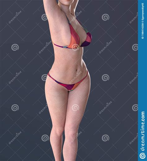 Beauty Woman Posing In Bikini Swimsuit 3d Illustration Stock Illustration Illustration Of