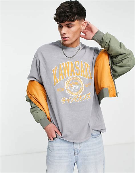 New Look Oversized T Shirt With Varsity Print In Mid Grey Asos