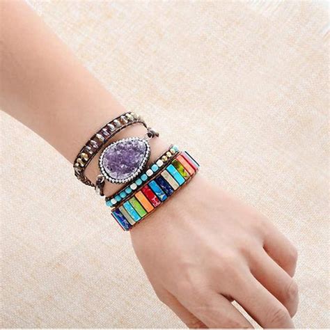 Sedmart 7 Chakra Bracelets For Women With Real Stones Leather Wrap