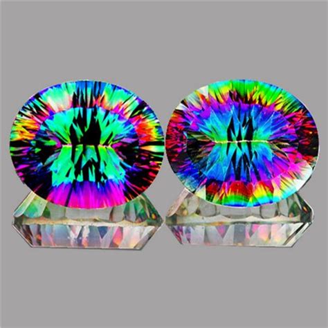 Natural Rainbow Mystic Quartz Pair Flawless Vvs1