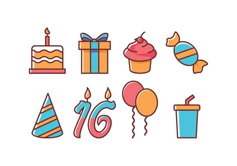 Free Birthday Icon Set 124922 Vector Art At Vecteezy