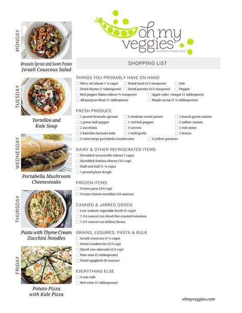 Vegetarian Meal Plan | 01.09.17 | Oh My Veggies | Vegetarian meal plan