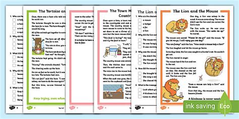 Fable Writing Aesop Reading Comprehension Pack Twinkl