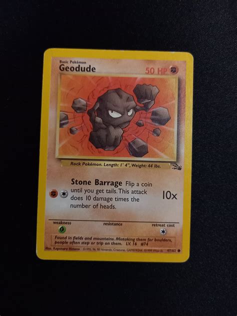 Pok Monkort Geodude Base Set Fossil K P P Tradera