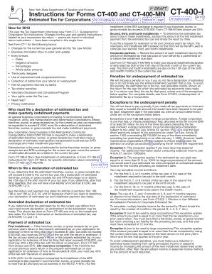 Fillable Online Instructions For Forms CT 400 And CT 400 MN CT 400 I