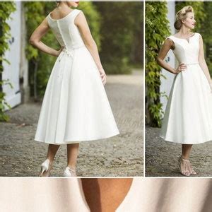 Silk Mikado Tea Length Wedding Dress 50 S Style Wedding Etsy