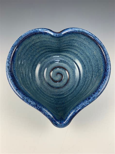 Heart Bowl Ceramic Heart Bowl Heart Shaped Bowl Blue Bowl Etsy