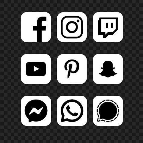 HD White Social Media Logos Icons PNG Citypng