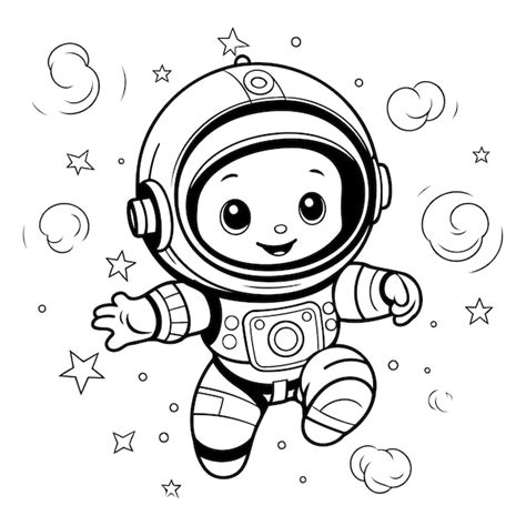 Astronauta de desenho animado bonito no espaço Ilustração vetorial para