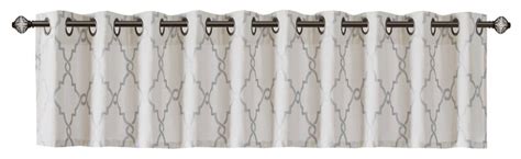 Madison Park Saratoga Fretwork Print Grommet Top Window Valance Ivory Contemporary Valances