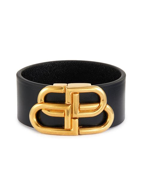 Balenciaga Bb Metal Logo Leather Bracelet In Black Save 2 Lyst